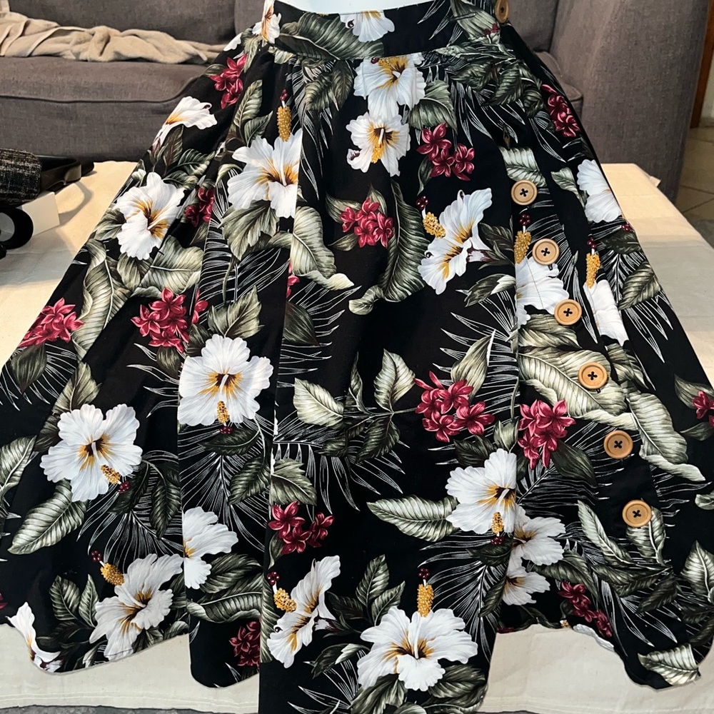 Hell Bunny TAHITI 50’s Vintage Style Flared Skirt